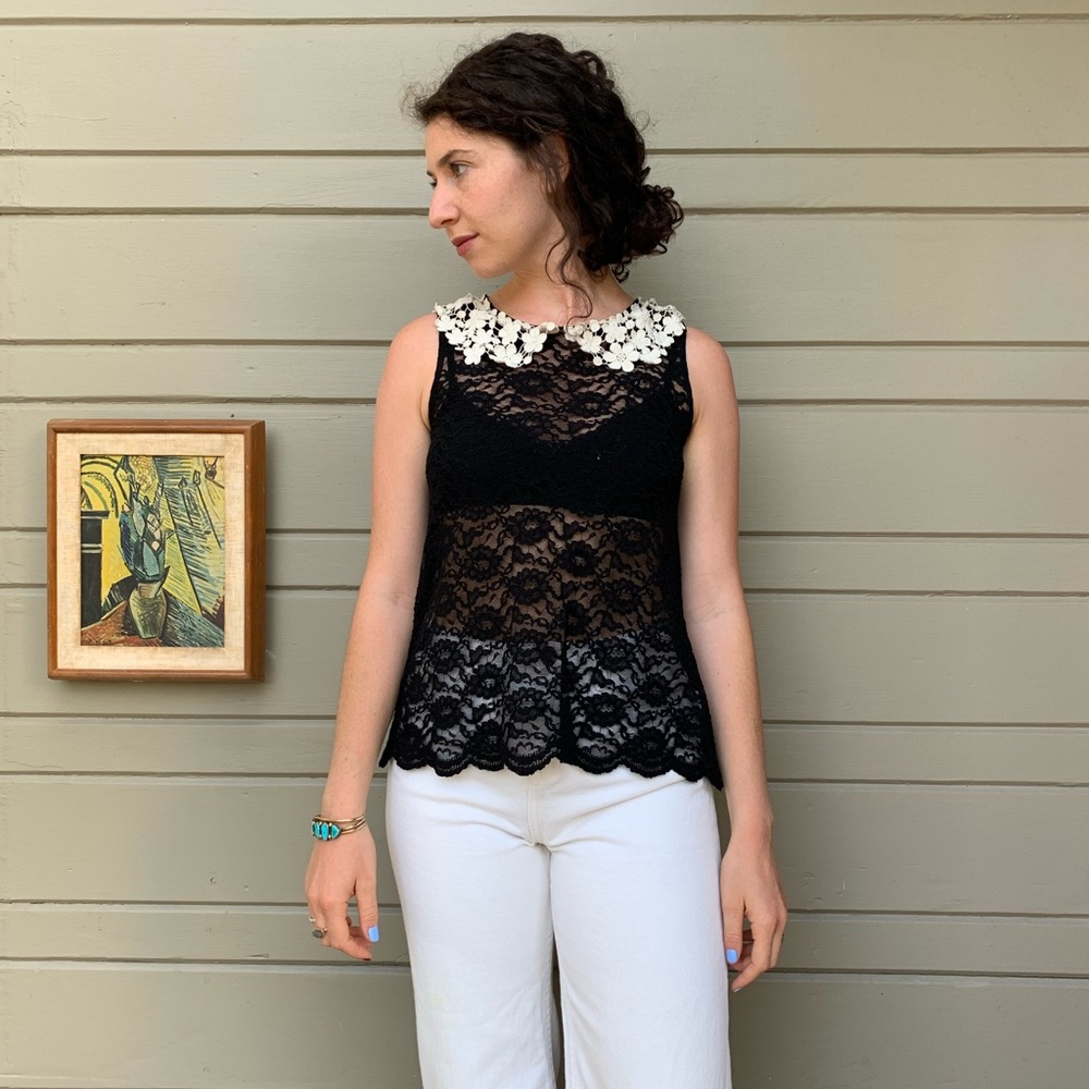 Anthropology by Eloise black lace blouse
